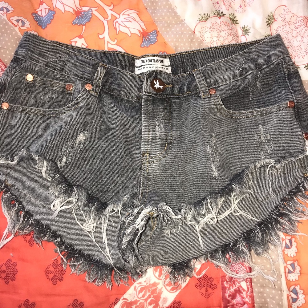 One Teaspoon grey denim shorts